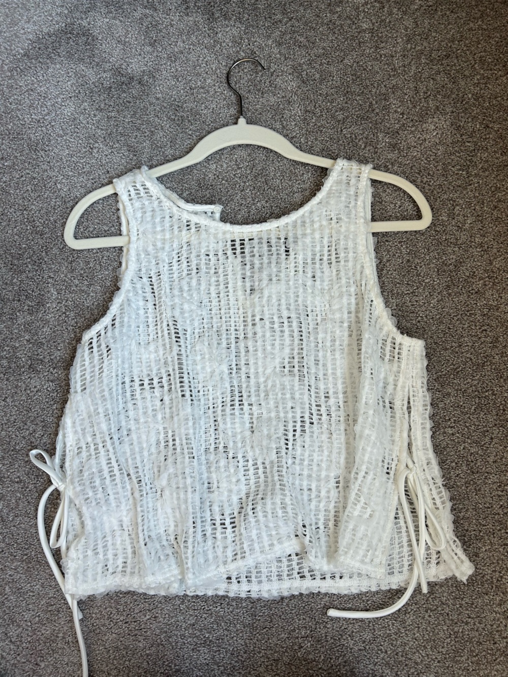 Vero Moda White Open-Weave Crochet Tank